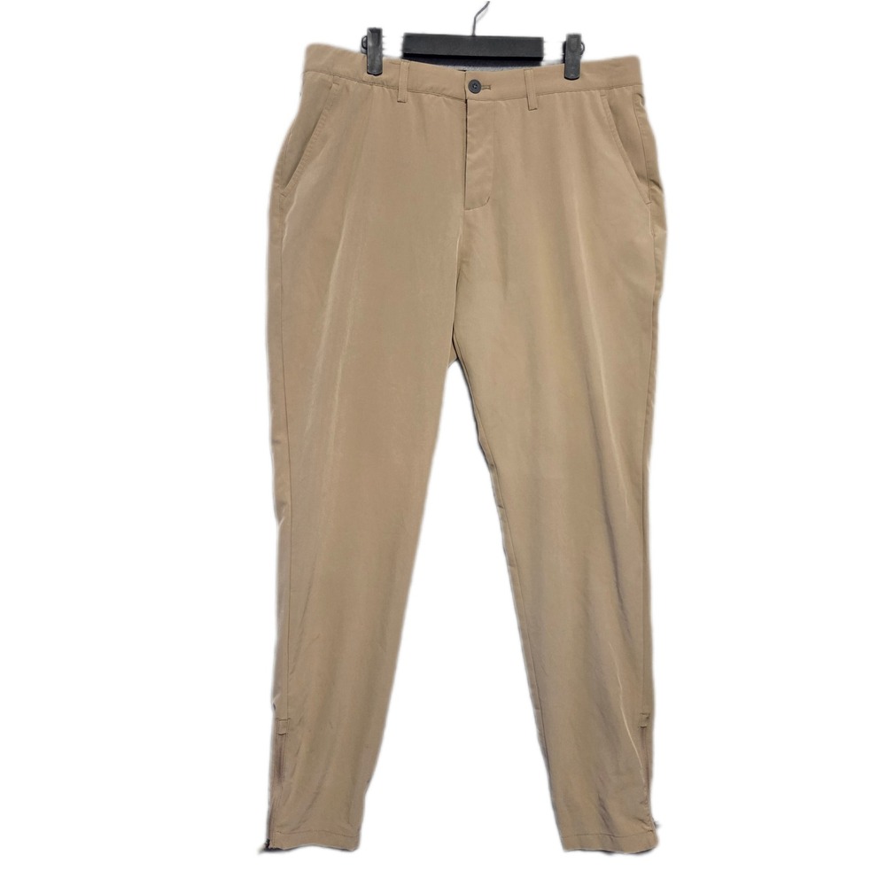 Waggle Golf Mens Performance Greenside Joggers 34x32 Khaki Zippered‎ Ankle Cuffs